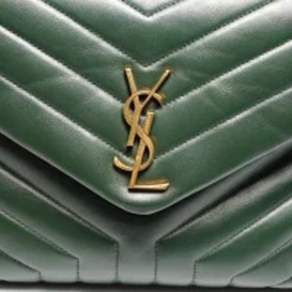 Yves Saint Laurent Monogram Matelasse Chevron Loulou Leather Shoulder Bag Green - Picture 8 of 13
